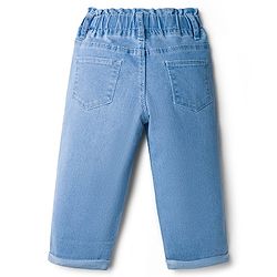 Babyhug Denim Full Length Jeans With Stretch & Hearts Embroidery - Blue