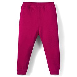 Babyhug Cotton Looper Knit Full Length Lounge Pant with Butterfly Print - Maroon