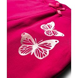 Babyhug Cotton Looper Knit Full Length Lounge Pant with Butterfly Print - Maroon