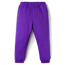 Babyhug Cotton Looper Knit Full Length Lounge Pant with Butterfly Print - Purple