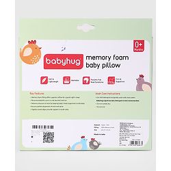 Babyhug Premium Bear Shape Memory Foam Pillow Woodland Print - Green| Infant Head Shaping Cushion| Firm & Supportive Design| Soft Breathable Fabric| Prevents Flat Head| Washable & Travel Friendly