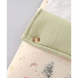 Babyhug Premium 100% Cotton Muslin Sleeping Bag - Woodland Print - Beige| Breathable Baby Sleep Sack| Hooded Swaddle Wrap| Easy Button Closure| Soft Lightweight| New Born Essential