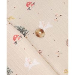 Babyhug Premium 100% Cotton Muslin Sleeping Bag - Woodland Print - Beige| Breathable Baby Sleep Sack| Hooded Swaddle Wrap| Easy Button Closure| Soft Lightweight| New Born Essential