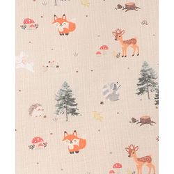 Babyhug Premium 100% Cotton Muslin Sleeping Bag - Woodland Print - Beige| Breathable Baby Sleep Sack| Hooded Swaddle Wrap| Easy Button Closure| Soft Lightweight| New Born Essential