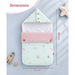 Babyhug Premium 100% Cotton Muslin Sleeping Bag - Woodland Print - Beige| Breathable Baby Sleep Sack| Hooded Swaddle Wrap| Easy Button Closure| Soft Lightweight| New Born Essential