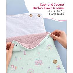 Babyhug Premium 100% Cotton Muslin Sleeping Bag - Woodland Print - Beige| Breathable Baby Sleep Sack| Hooded Swaddle Wrap| Easy Button Closure| Soft Lightweight| New Born Essential