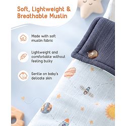 Babyhug Premium 100% Cotton Muslin Sleeping Bag - Woodland Print - Beige| Breathable Baby Sleep Sack| Hooded Swaddle Wrap| Easy Button Closure| Soft Lightweight| New Born Essential
