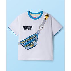 Babyhug Cotton Knit Half Sleeves T-Shirt With Text Embriodery - White