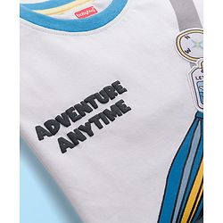 Babyhug Cotton Knit Half Sleeves T-Shirt With Text Embriodery - White