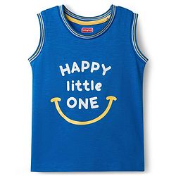 Babyhug Cotton Knit Sleeveless Tank T-Shirt with Text Print Pack of 3 - Red Yellow & Blue