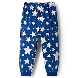 Babyhug Cotton Knit Full Sleeves T-Shirt & Pyjama Night Suit With Tiger Astronaut Print - Red & Blue
