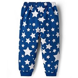 Babyhug Cotton Knit Full Sleeves T-Shirt & Pyjama Night Suit With Tiger Astronaut Print - Red & Blue