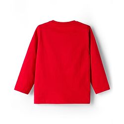 Babyhug Cotton Knit Full Sleeves T-Shirt & Pyjama Night Suit With Tiger Astronaut Print - Red & Blue