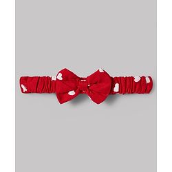 Babyhug 100% Cotton Knit Frill Sleeves Onesie with Headband Heart Print & Bow Applique - Red & White