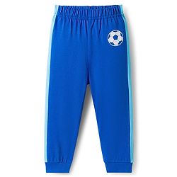Babyhug Cotton Knit Raglan Full Sleeves Football Theme Printed T-Shirt & Pyjama Night Suit - White & Blue