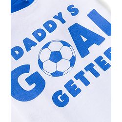 Babyhug Cotton Knit Raglan Full Sleeves Football Theme Printed T-Shirt & Pyjama Night Suit - White & Blue