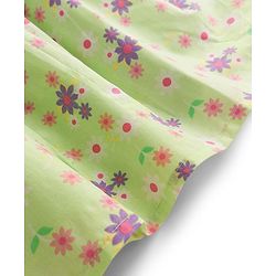 Babyhug Cotton Woven Full Sleeves Frock With Floral Print & Bow Applique - Light Green