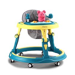 Babyhug 360° Joy Baby Walker with Convertible Feeding & Musical Toy Tray - Pink| Adjustable Height| Compact Fold| Activity cum Push Walker| Smooth Swivel Wheels| Padded Cushion Seat