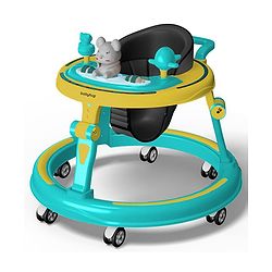 Babyhug 360° Joy Baby Walker with Convertible Feeding & Musical Toy Tray - Pink| Adjustable Height| Compact Fold| Activity cum Push Walker| Smooth Swivel Wheels| Padded Cushion Seat