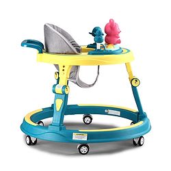 Babyhug 360° Joy Baby Walker with Convertible Feeding & Musical Toy Tray - Pink| Adjustable Height| Compact Fold| Activity cum Push Walker| Smooth Swivel Wheels| Padded Cushion Seat