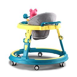 Babyhug 360° Joy Baby Walker with Convertible Feeding & Musical Toy Tray - Pink| Adjustable Height| Compact Fold| Activity cum Push Walker| Smooth Swivel Wheels| Padded Cushion Seat