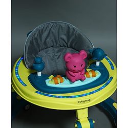 Babyhug 360° Joy Baby Walker with Convertible Feeding & Musical Toy Tray - Pink| Adjustable Height| Compact Fold| Activity cum Push Walker| Smooth Swivel Wheels| Padded Cushion Seat