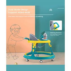 Babyhug 360° Joy Baby Walker with Convertible Feeding & Musical Toy Tray - Pink| Adjustable Height| Compact Fold| Activity cum Push Walker| Smooth Swivel Wheels| Padded Cushion Seat