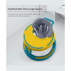 Babyhug 360° Joy Baby Walker with Convertible Feeding & Musical Toy Tray - Pink| Adjustable Height| Compact Fold| Activity cum Push Walker| Smooth Swivel Wheels| Padded Cushion Seat