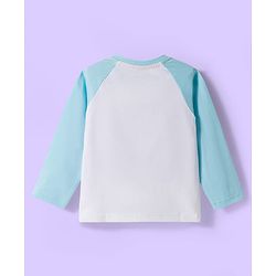 Babyhug Cotton Knit Raglan Full Sleeves Nautical Theme Printed T-Shirt & Pyjama Night Suit - White & Light Blue