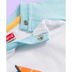 Babyhug Cotton Knit Raglan Full Sleeves Nautical Theme Printed T-Shirt & Pyjama Night Suit - White & Light Blue
