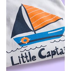 Babyhug Cotton Knit Raglan Full Sleeves Nautical Theme Printed T-Shirt & Pyjama Night Suit - White & Light Blue