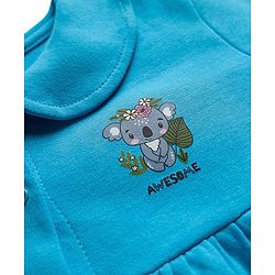 Babyhug Interlock Knit Full Sleeves Frock With Koala Print & Bloomer - Blue