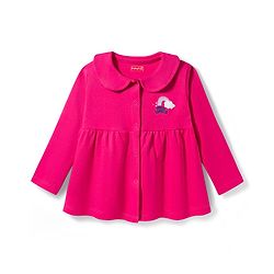 Babyhug Interlock Knit Full Sleeves Frock with Bloomer & Rainbow Print - Pink