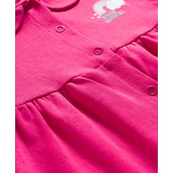 Babyhug Interlock Knit Full Sleeves Frock with Bloomer & Rainbow Print - Pink