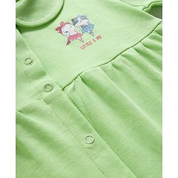 Babyhug Interlock Knit Full Sleeves Frock with Bloomer & Kitty Print - Light Green