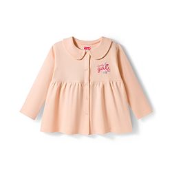Babyhug Interlock Knit Full Sleeves Frock with Bloomer & Text Print - Pink
