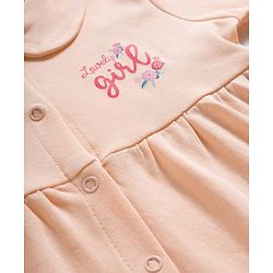 Babyhug Interlock Knit Full Sleeves Frock with Bloomer & Text Print - Pink