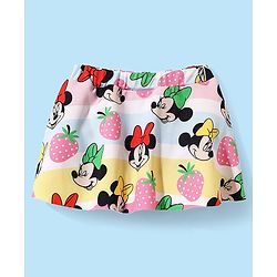Babyhug Disney Knit Frill Sleeves Co-ords Two Piece Swimsuit with Minnie Mouse Print - Multicolor