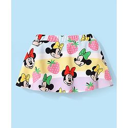 Babyhug Disney Knit Frill Sleeves Co-ords Two Piece Swimsuit with Minnie Mouse Print - Multicolor