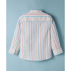 Babyhug 100% Cotton Woven Full Sleeves Striped Kurta Shirt With Mandarin Collar - Multicolour