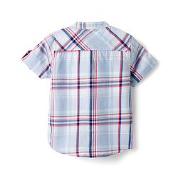 Babyhug Cotton Woven Half Sleeve Mandarin Collar Checked Shirt - Light Blue