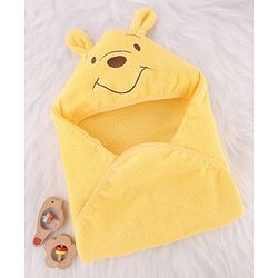 Babyhug Disney 100% Cotton Woven Hooded Towel With Pooh Design L 71 x B 71 cm - Yellow