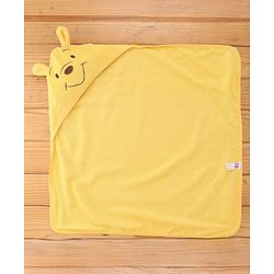 Babyhug Disney 100% Cotton Woven Hooded Towel With Pooh Design L 71 x B 71 cm - Yellow
