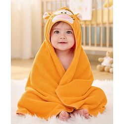 Babyhug Disney Cotton Woven Hooded Bath Towel with Tiger Design L 71 x B 71 cm - Orange
