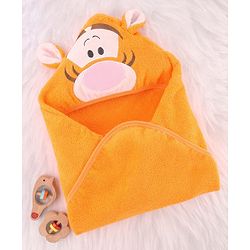 Babyhug Disney Cotton Woven Hooded Bath Towel with Tiger Design L 71 x B 71 cm - Orange