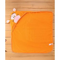 Babyhug Disney Cotton Woven Hooded Bath Towel with Tiger Design L 71 x B 71 cm - Orange