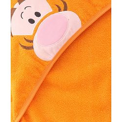 Babyhug Disney Cotton Woven Hooded Bath Towel with Tiger Design L 71 x B 71 cm - Orange
