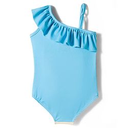 Babyhug Disney Sleeveless V Cut Swimsuit With Minnie Mouse Graphic - Light Blue