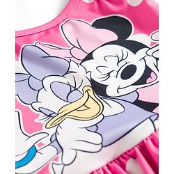 Babyhug Disney Sleeveless Frock Swimsuit With Minnie Mouse Graphics - Pink