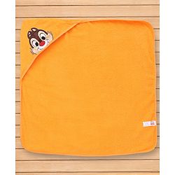 Babyhug Disney 100% Cotton Woven Hooded Towel With Chip N Dale Design L 71 x B 71 cm - Yellow